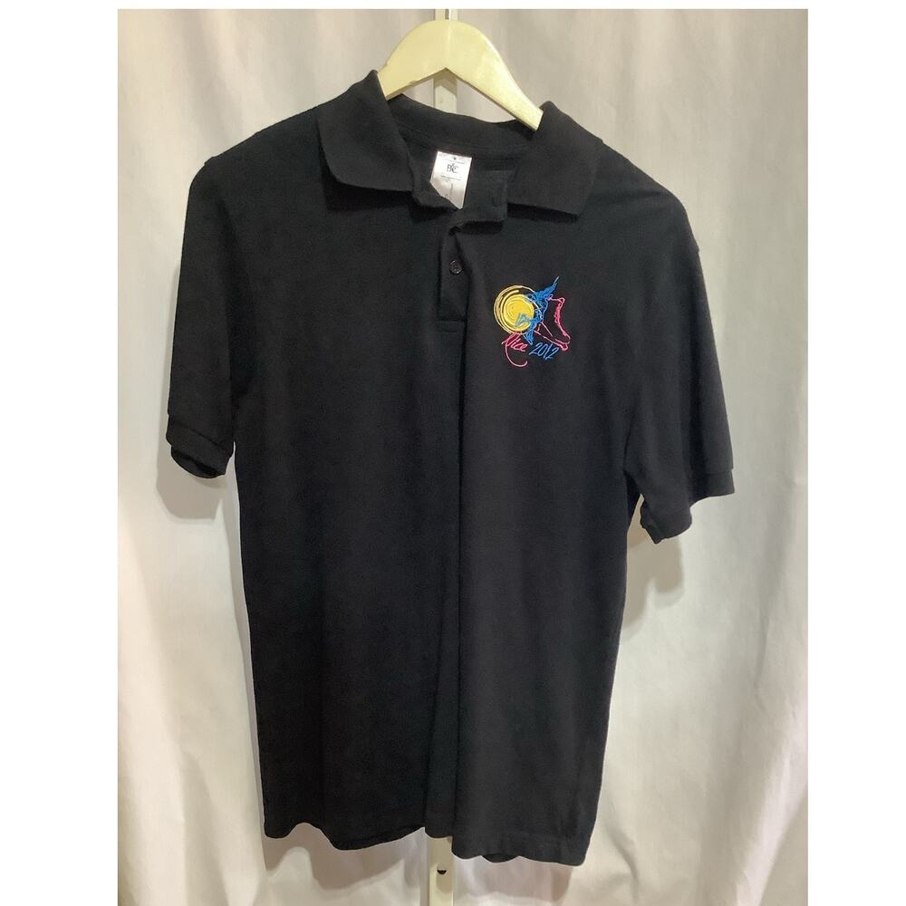 Rare Nice 2012 World Figure Skating Championships Polo Shirt Medium Black Neon